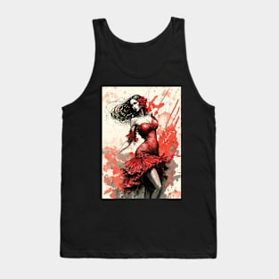 Flamenco Dancer - Watercolor Red Tank Top